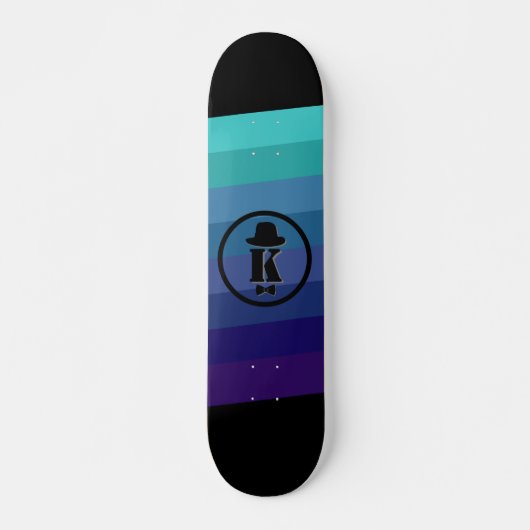 Skateboard Blue Ombre Nom Monogramme Initial Pour Hommes (Devant)