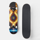 Skateboard Blue Orange Flame Magic Energy Ring Sports (Recto)