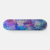 Skateboard Blue Rose Turquoise Drops Abstraction Nom du monog (Horz)