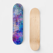 Skateboard Blue Rose Turquoise Drops Abstraction Nom du monog (Recto)
