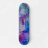 Skateboard Blue Rose Turquoise Drops Abstraction Nom du monog (Devant)