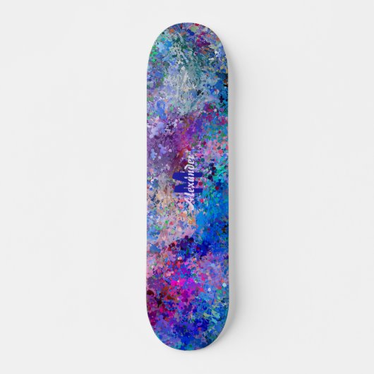 Skateboard Blue Rose Turquoise Drops Abstraction Nom du monog (Devant)