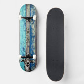 Skateboard Blue & Teal Weathered Wood Skate Deck (Recto)