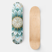Skateboard Blue Turquoise Gold Floral Mandala (Recto)