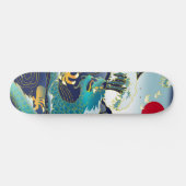 Skateboard Blue Waves Green Dragon Red Sun Skate (Horz)