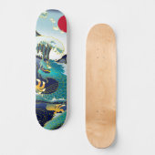 Skateboard Blue Waves Green Dragon Red Sun Skate (Recto)