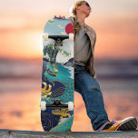 Skateboard Blue Waves Green Dragon Red Sun Skate<br><div class="desc">Le skateboard présente une illustration époustouflante représentant un dragon majestueux nageant gracieusement à travers les rouleaux, ses écailles scintillant alors qu'il bougeait avec un rythme élégant et puissant. ♥ Si vous avez besoin d’aide, n’hésitez pas à me contacter via le "CONTACT SELLER" et je suis heureux de vous aider !...</div>