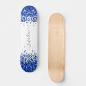 Skateboard Blush Blue Parties scintillant Nom personnalisé Sk (Recto)