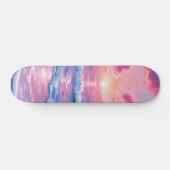 Skateboard Blush Ocean Sunset Waves Watercolor (Horz)