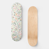 Skateboard Bohème Feuilles et fleurs d'aquarelle (Recto)