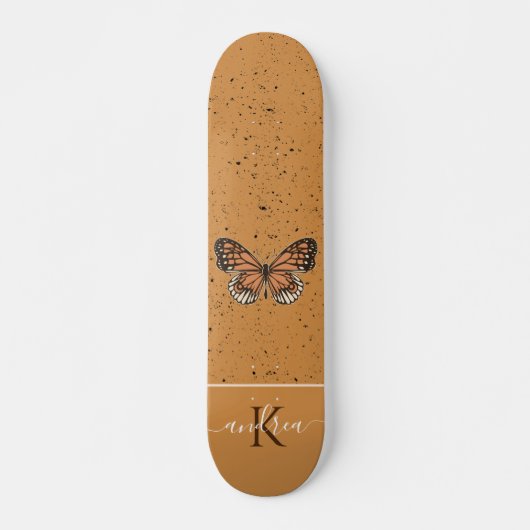 Skateboard Boho Butterfly Orange Grunge Nom Joli (Devant)
