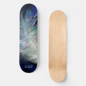 Skateboard *~* Boho Midnight Blue Sky Cosmic Pastel Feather (Recto)