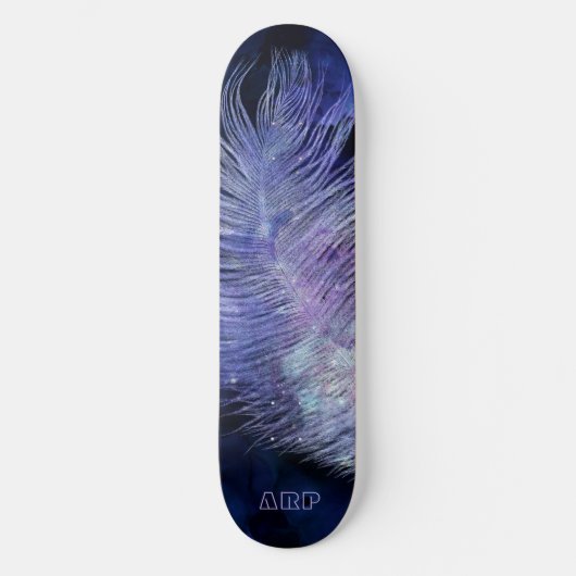 Skateboard *~* Boho Midnight Sky Cosmic Pastel Feather (Recto)