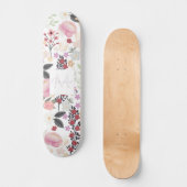 Skateboard Boho Pink Wildflowers Floral Painting (Recto)