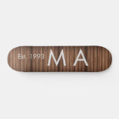 Skateboard boho rustique Brown ajouter nom lettre année date (Horz)