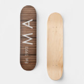 Skateboard boho rustique Brown ajouter nom lettre année date (Recto)