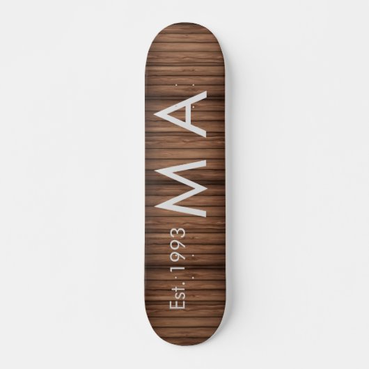 Skateboard boho rustique Brown ajouter nom lettre année date (Devant)