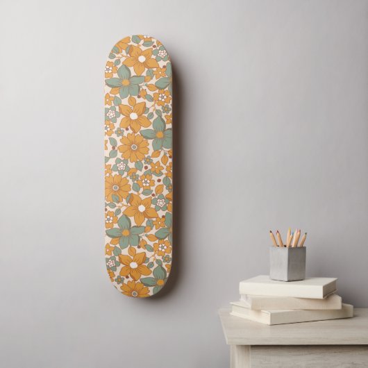 Skateboard Boho super les années 70 rétro Floral Cool seventi (Art mural)