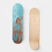 Skateboard Bois avec Peinture Bleue Peeling (Recto)