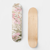 Skateboard Bois de corail rose pâle vert aquarelle florale (Recto)