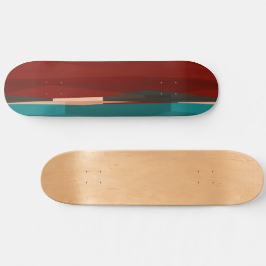 Skateboard Bois et turquoise (Horz)