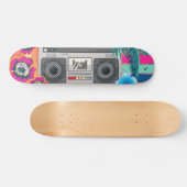 Skateboard Boombox avec feuilles tropicaux et fleurs (Horz)