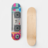 Skateboard Boombox avec feuilles tropicaux et fleurs (Recto)