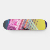 Skateboard Boombox rose Funky des années 80 avec palmiers (Horz)