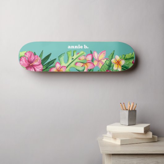 Skateboard Bordure de fleurs tropicales en gras personnalisée (Art mural (Horz))