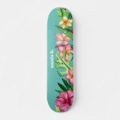 Skateboard Bordure de fleurs tropicales en gras personnalisée (Devant)