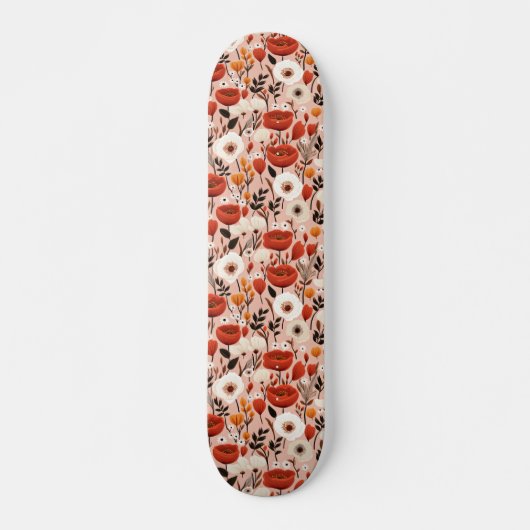 Skateboard Botanique Boho Automne Fleur sauvage Meadow Motif (Devant)