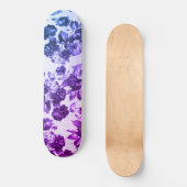 Skateboard Botanique vintage violet dégradé bleu rose floral (Recto)