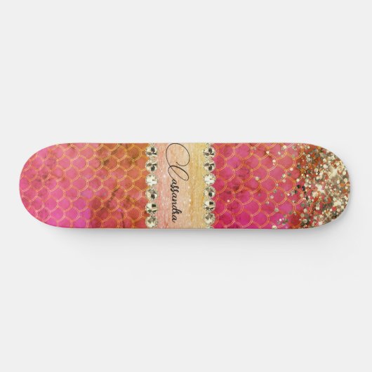 Skateboard Boule de diamant rose chaud (Horz)