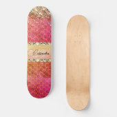 Skateboard Boule de diamant rose chaud (Recto)