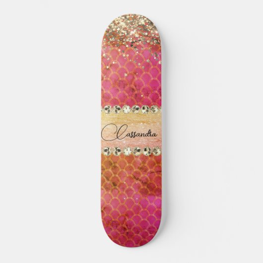 Skateboard Boule de diamant rose chaud (Recto)
