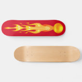 Skateboard Boule de dragon chaud flamboyant en rouge et jaune (Horz)