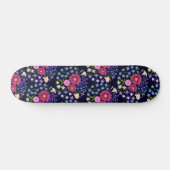 Skateboard Bouquet de fleurs bleu foncé (Horz)