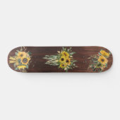 Skateboard Bouquet de fleurs de tournesol à l'aspect bois (Horz)
