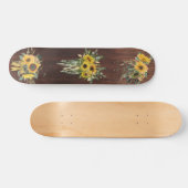 Skateboard Bouquet de fleurs de tournesol à l'aspect bois (Horz)
