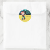Skateboard boy - kies uw achtergrondkleur ronde sticker (Tas)