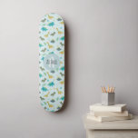 Skateboard Boys Cool Blue Dinosaur Pattern Kids<br><div class="desc">This modern and cool kids skateboard design features a dinosaur pattern,  with a t-rex and triceratops print on a blue background,  and can be personalized with your boys name and monogram. The perfect dino gift for any skateboard enthusiast.</div>