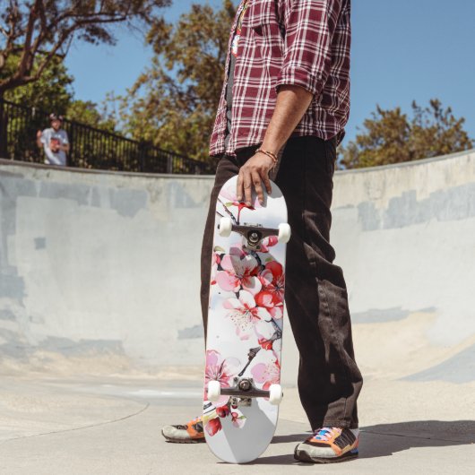 Skateboard Branche de cerise en fleurs (Extérieur 2)
