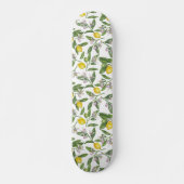 Skateboard Branches de citron aux fleurs et aux fruits (Devant)