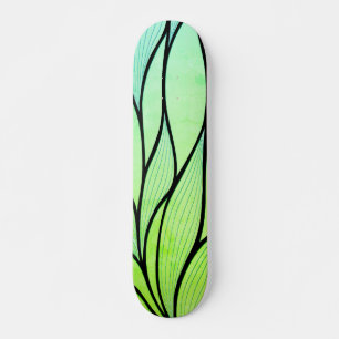 Skateboard Bright Green Hues Creative Leave Motif
