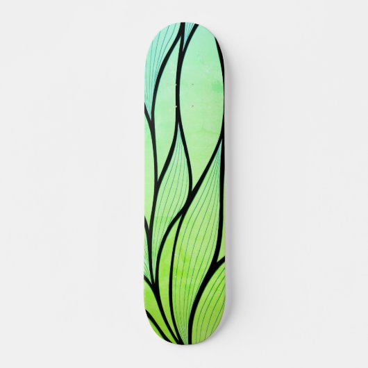 Skateboard Bright Green Hues Creative Leave Motif (Devant)