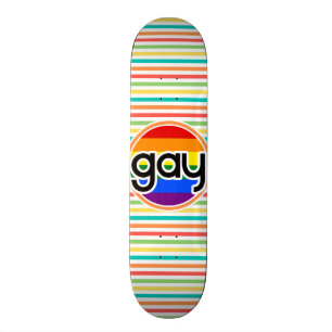 Skateboard Bright Rainbow Stripes, Gay