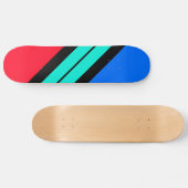 Skateboard Bright Red Blue Black Aqua Diagonal Racing Stripe (Horz)