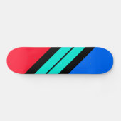 Skateboard Bright Red Blue Black Aqua Diagonal Racing Stripe (Horz)