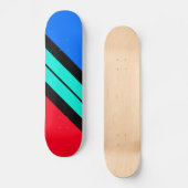 Skateboard Bright Red Blue Black Aqua Diagonal Racing Stripe (Recto)
