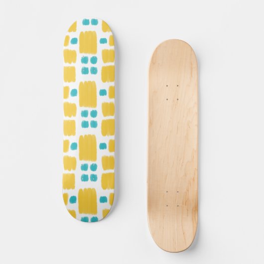 Skateboard Bright Turquoise et Jaune formes peintes (Recto)